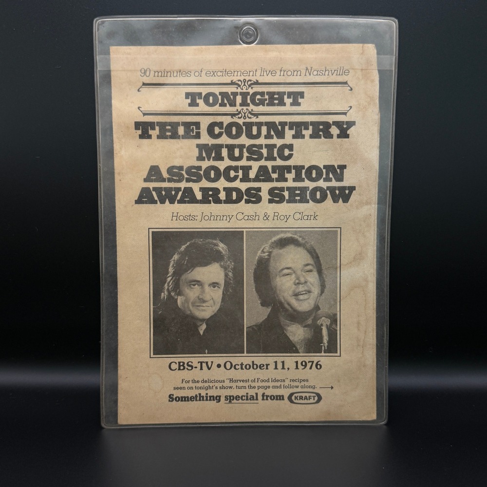 Vintage 1976 CMA Awards Johnny Cash Roy Clark Kraft Recipe Ad‎ Ephemera 10/11/76
